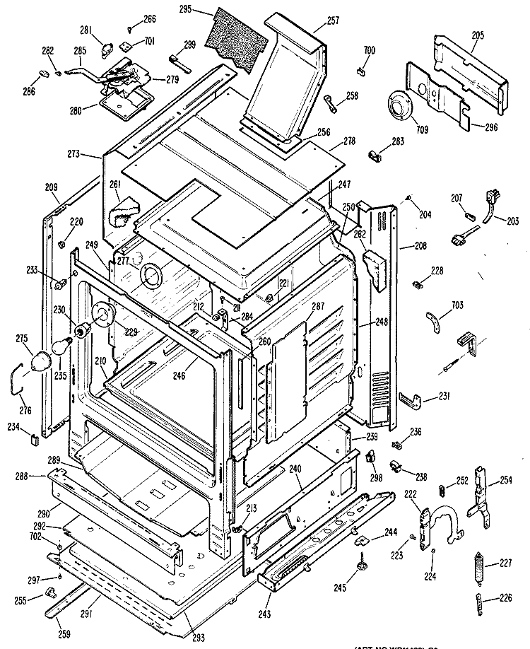 Section Diagram and Parts List for JGBP25GEN3  General Electric Range