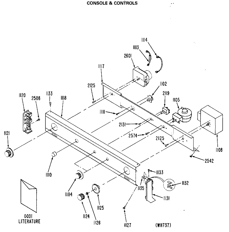 CONSOLE & CONTROLS Diagram and Parts List for WSM2700LDW  General Electric Washer Dryer Combo
