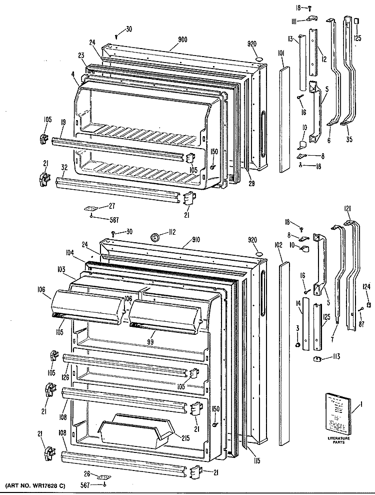 Section Diagram and Parts List for TBX16DPHRHA  General Electric Refrigerator