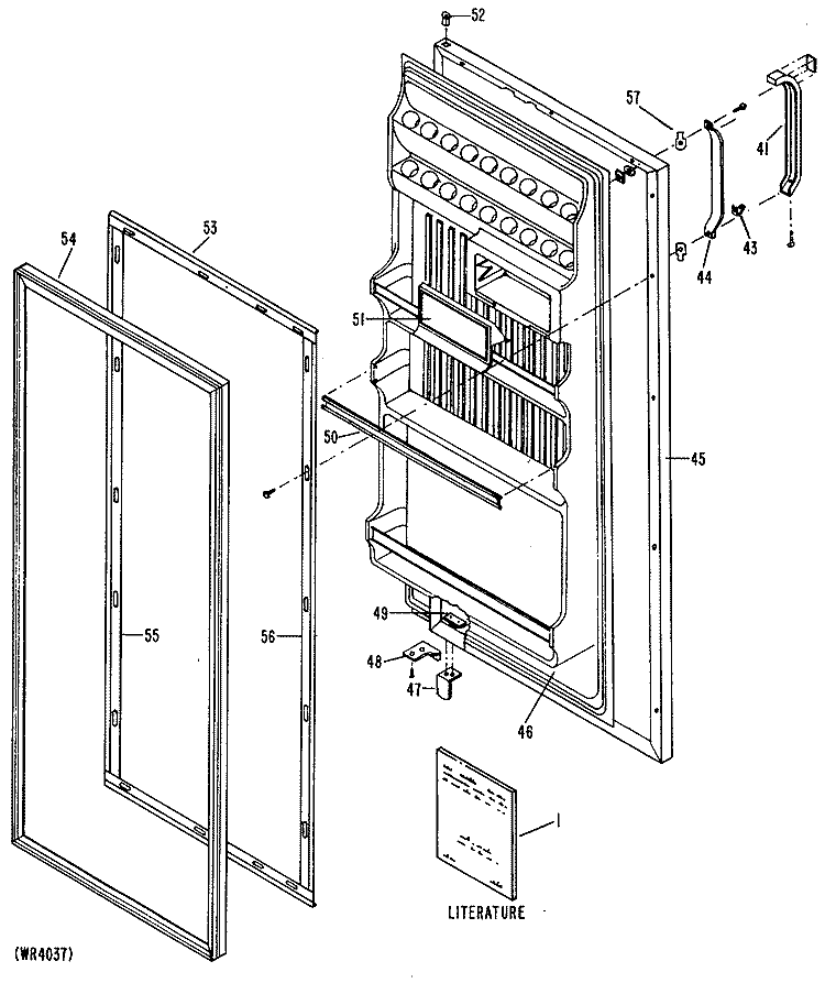 Section Diagram and Parts List for TA10SPB  General Electric Refrigerator