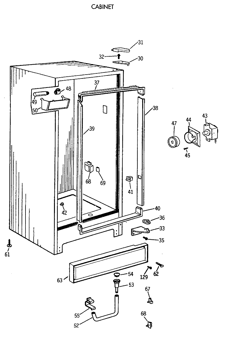 CABINET Diagram and Parts List for FP9SSBRWH  General Electric Freezer