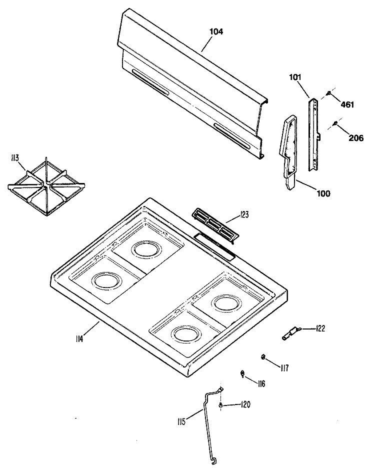 Section Diagram and Parts List for JGBS04PR1  General Electric Range
