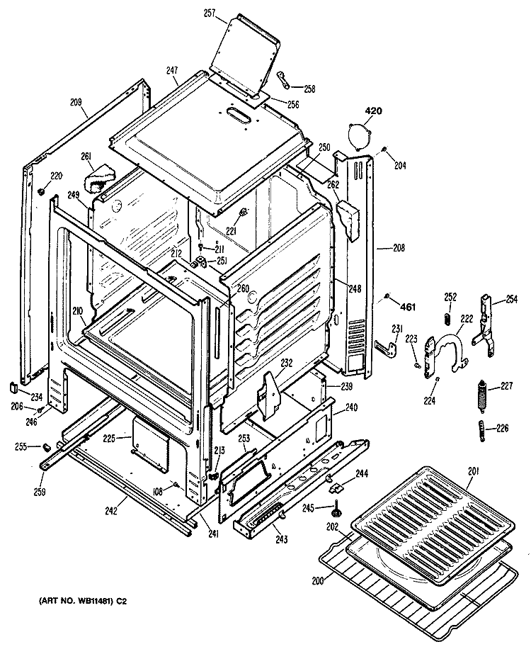 Section Diagram and Parts List for JGBS04PR1  General Electric Range