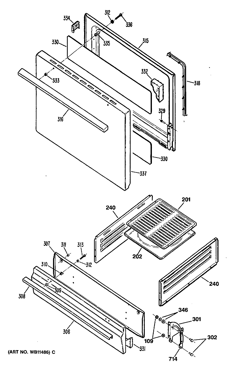 Section Diagram and Parts List for JGBS02EN3  General Electric Range