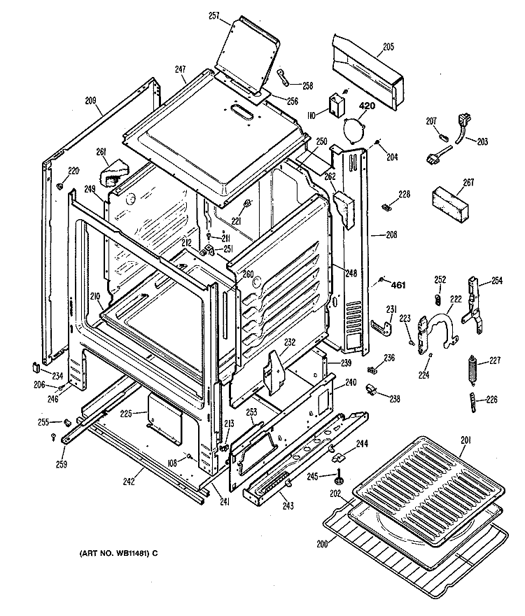 Section Diagram and Parts List for JGBS04ER2  General Electric Range