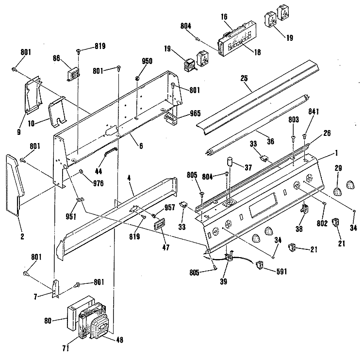 Section Diagram and Parts List for JB578GS1BG  General Electric Range