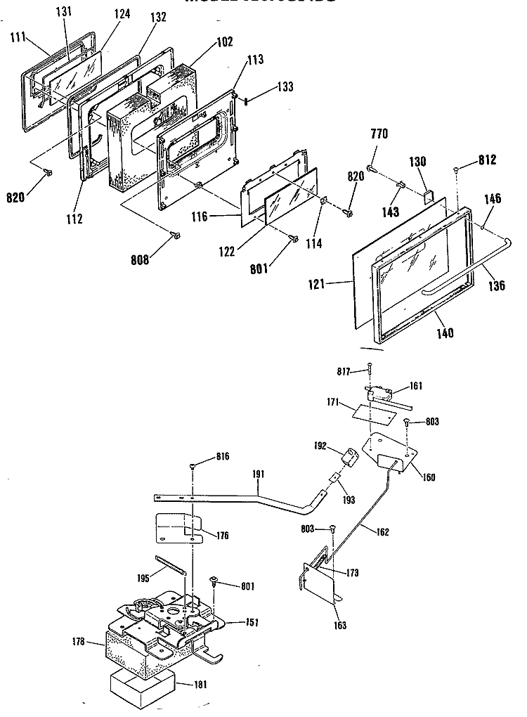 Section Diagram and Parts List for JB578GS1BG  General Electric Range