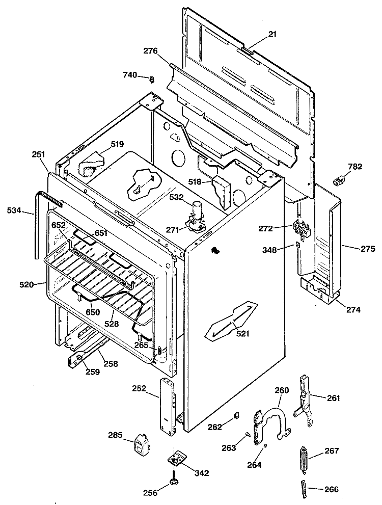 Section Diagram and Parts List for JBS03*R2  General Electric Range