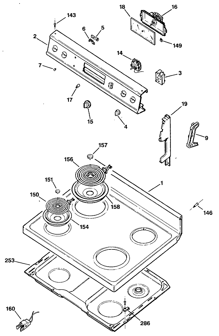 Section Diagram and Parts List for JBS12G*R2  General Electric Range