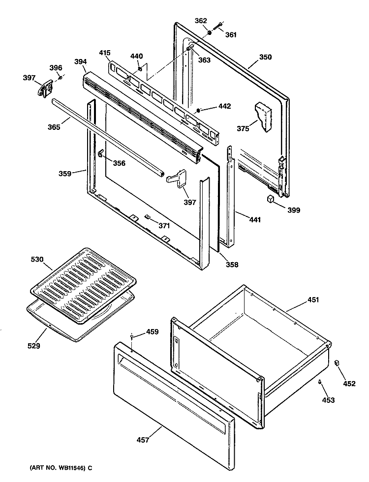 Section Diagram and Parts List for JBS12G*R2  General Electric Range