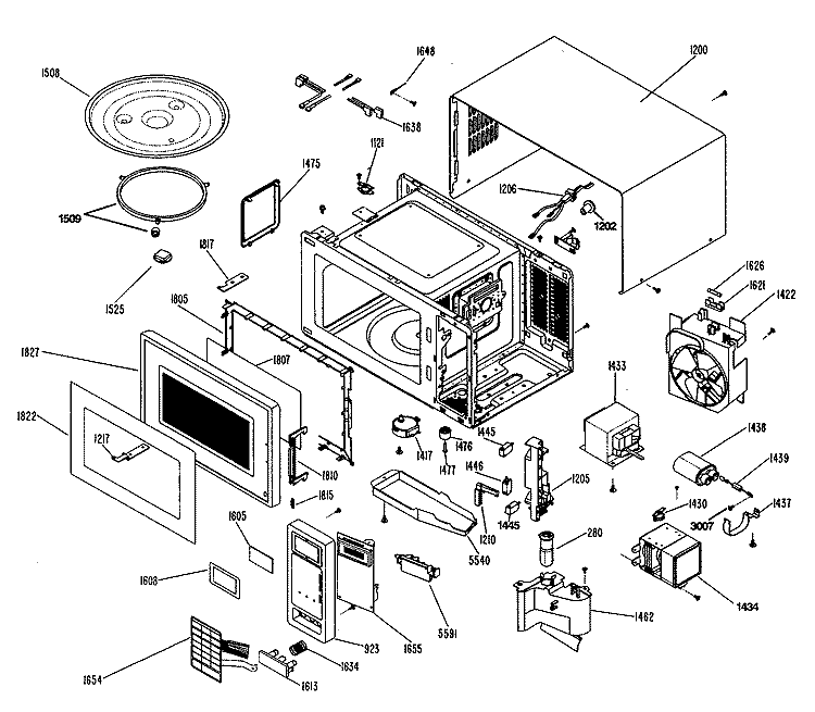Section Diagram and Parts List for JES65T010  General Electric Microwave