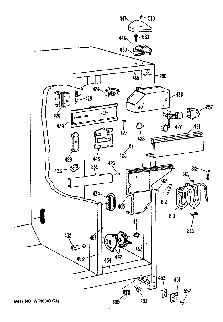 Section Diagram and Parts List for TFH22PRRAWW  General Electric Refrigerator
