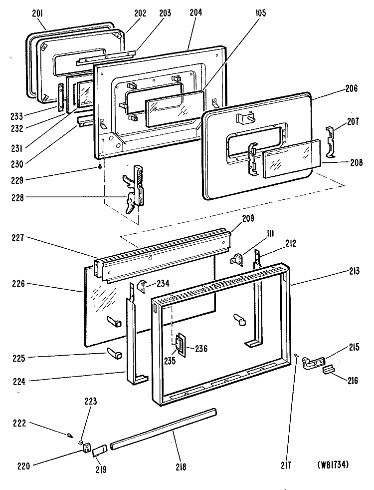 Section Diagram and Parts List for JB552GK-3  General Electric Range