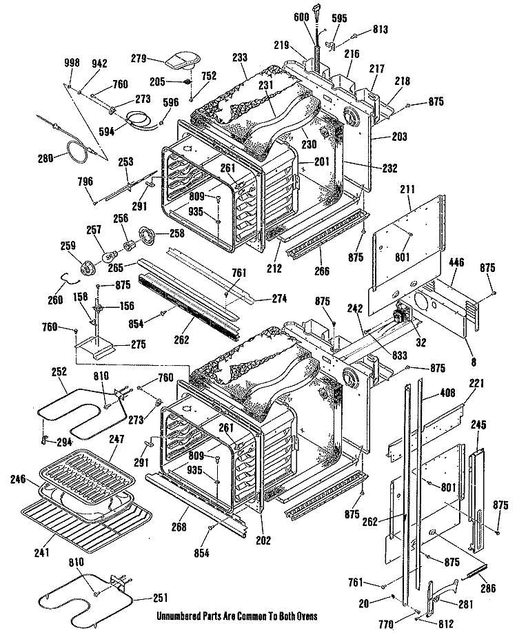 Section Diagram and Parts List for ZEK755WP2WG  General Electric Wall Oven