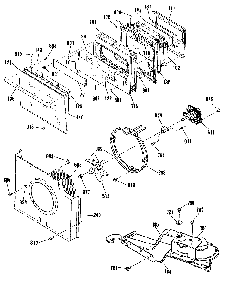 Section Diagram and Parts List for ZEK757WP2WG  General Electric Wall Oven