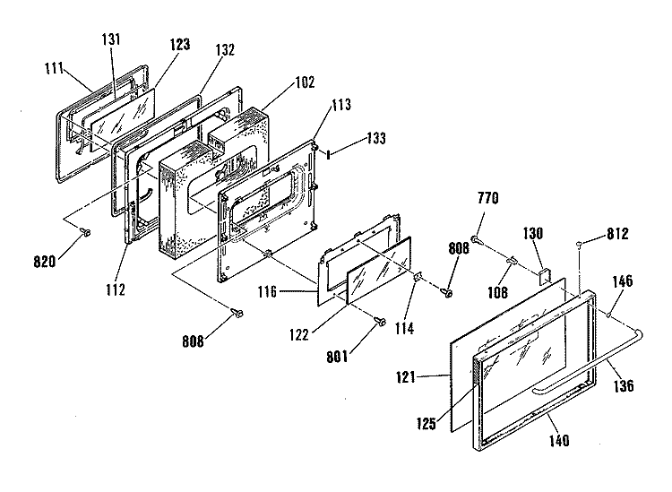 Section Diagram and Parts List for JSP28GP3BG  General Electric Range
