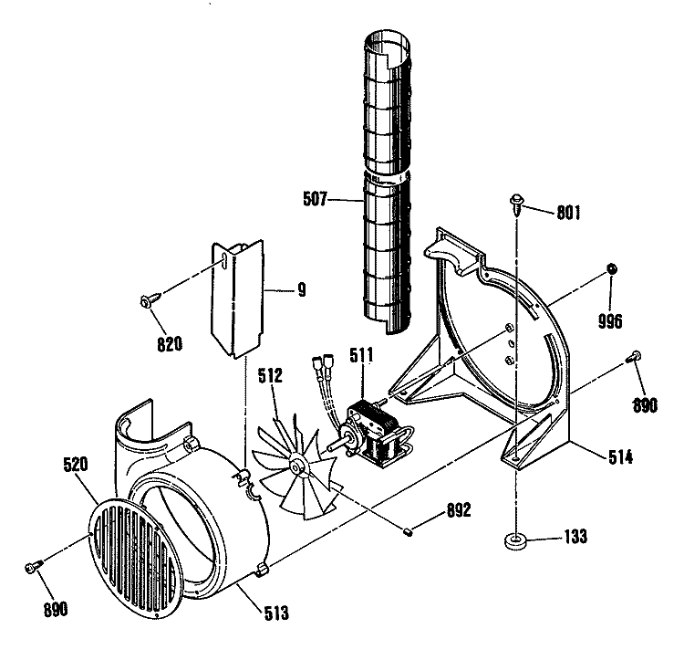 Section Diagram and Parts List for JSP38GS1BG  General Electric Range