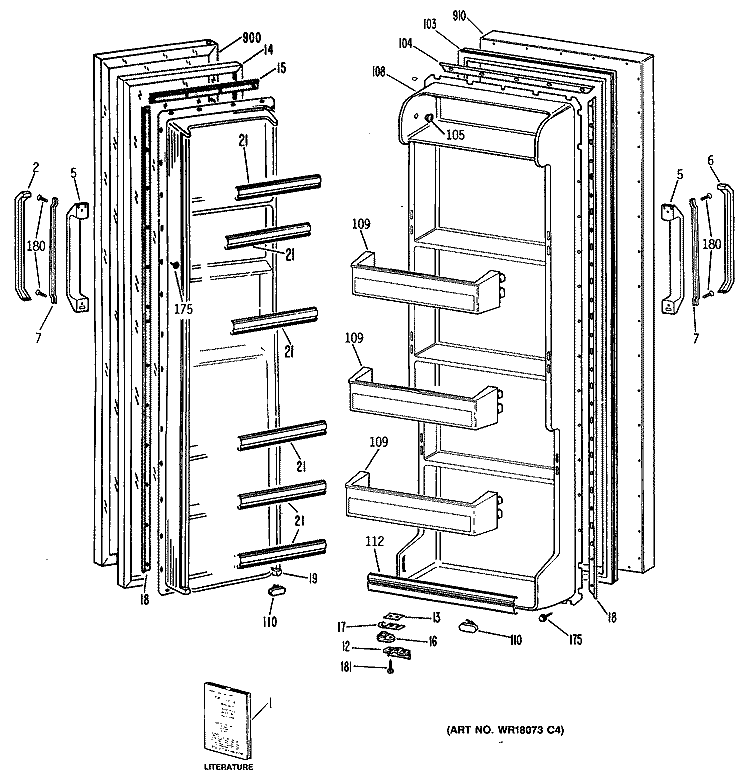 Section Diagram and Parts List for TFX19LASAWH  General Electric Refrigerator