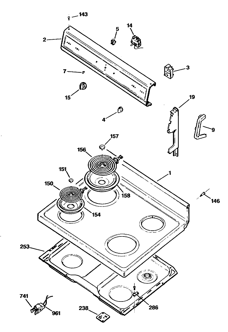 Section Diagram and Parts List for JBS034S2  General Electric Range