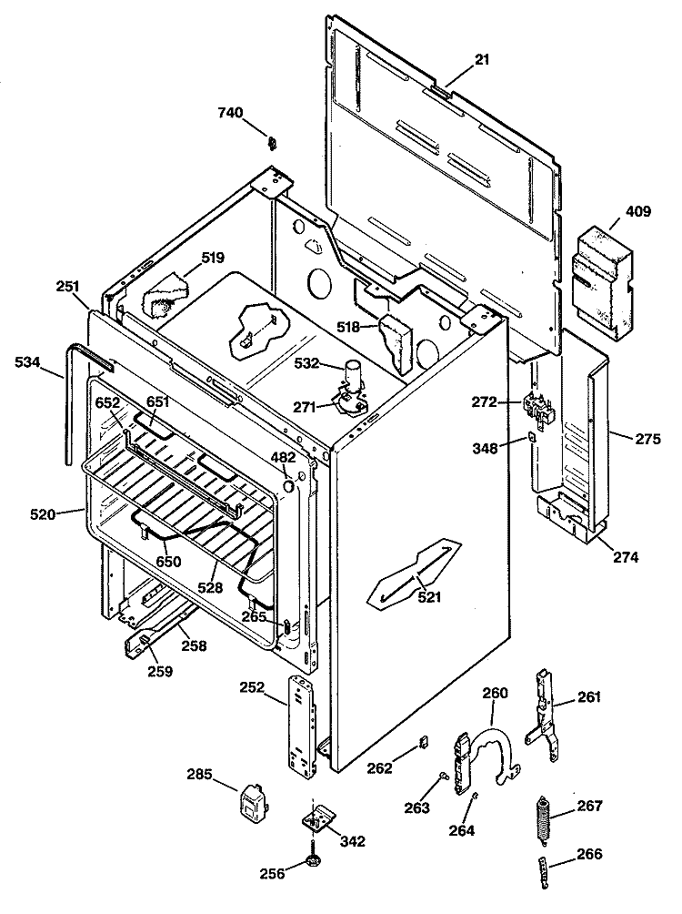 Section Diagram and Parts List for JBS034S2  General Electric Range