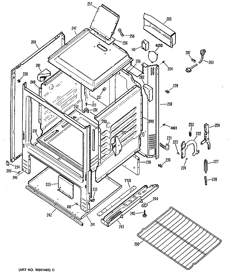 Section Diagram and Parts List for JGBS02EN4  General Electric Range