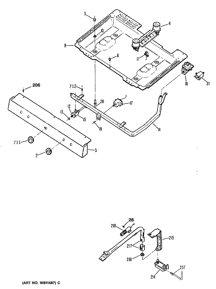 Section Diagram and Parts List for JGBS02EN4  General Electric Range