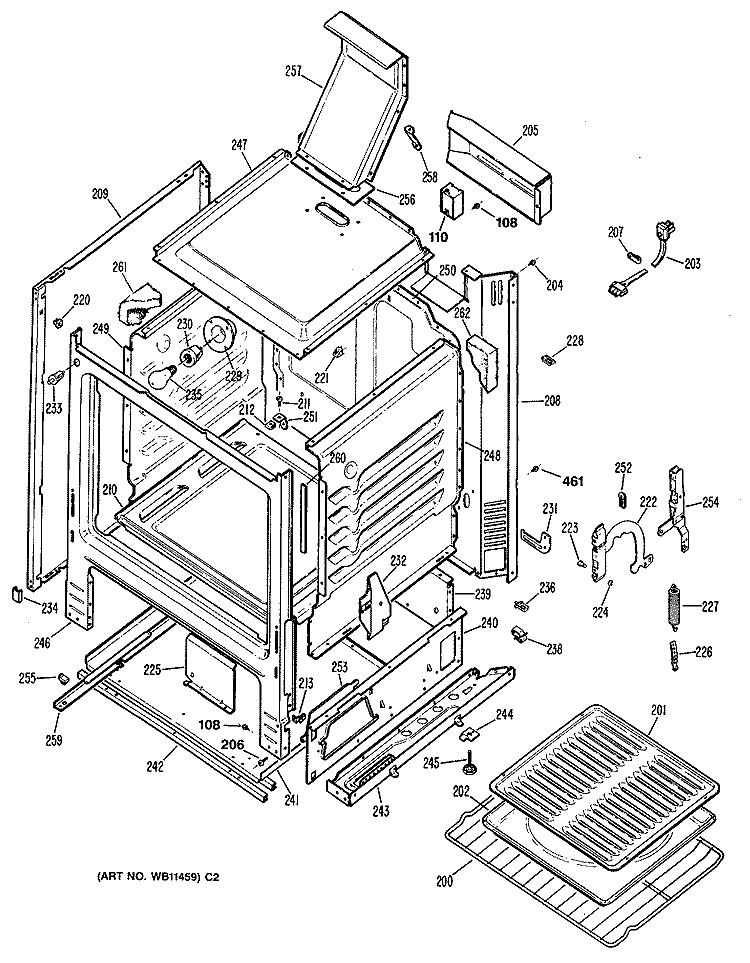 Section Diagram and Parts List for JGBS06ES1  General Electric Range