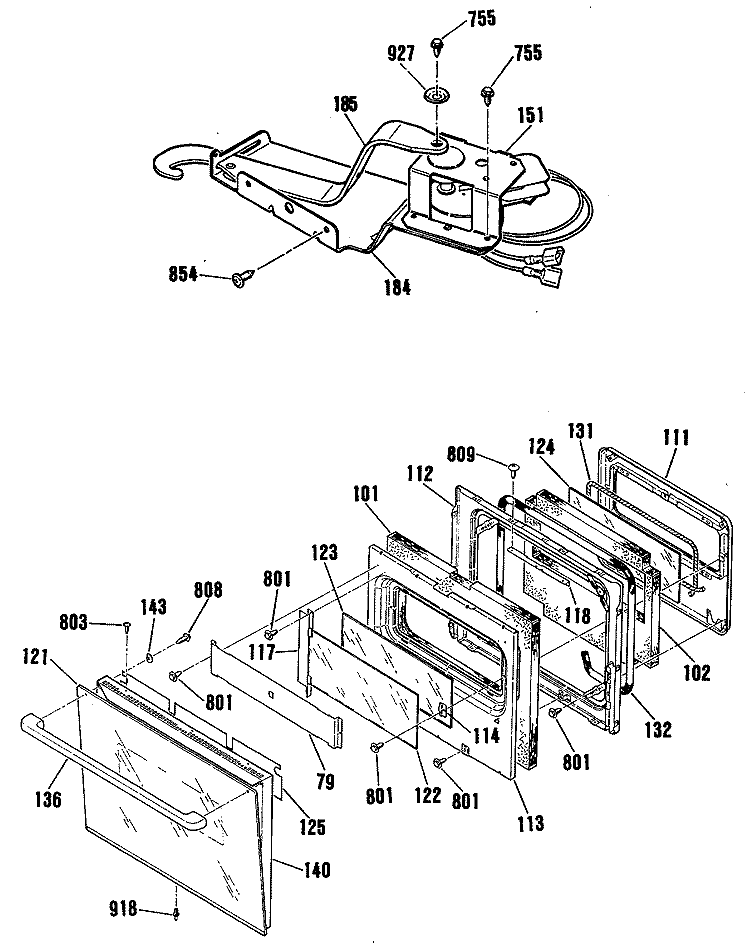 Section Diagram and Parts List for ZEK755WP3WG  General Electric Wall Oven
