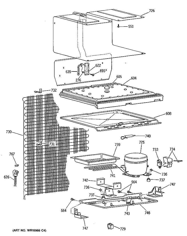 Section Diagram and Parts List for TDX15SNSBLWH  General Electric Refrigerator