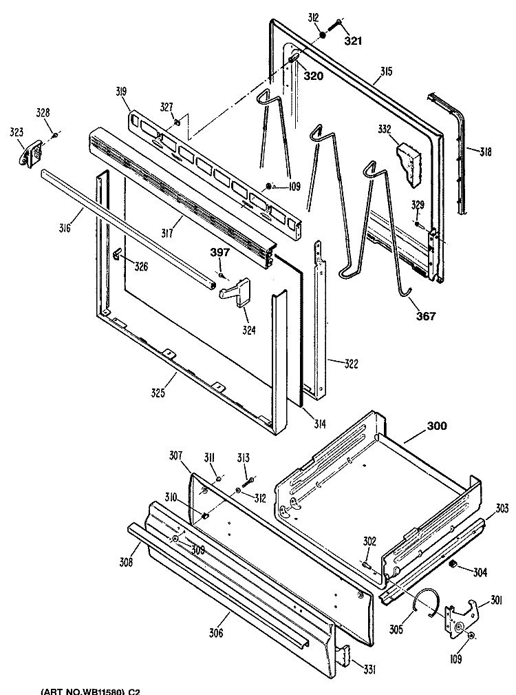 Section Diagram and Parts List for JGBS04GPR3  General Electric Range
