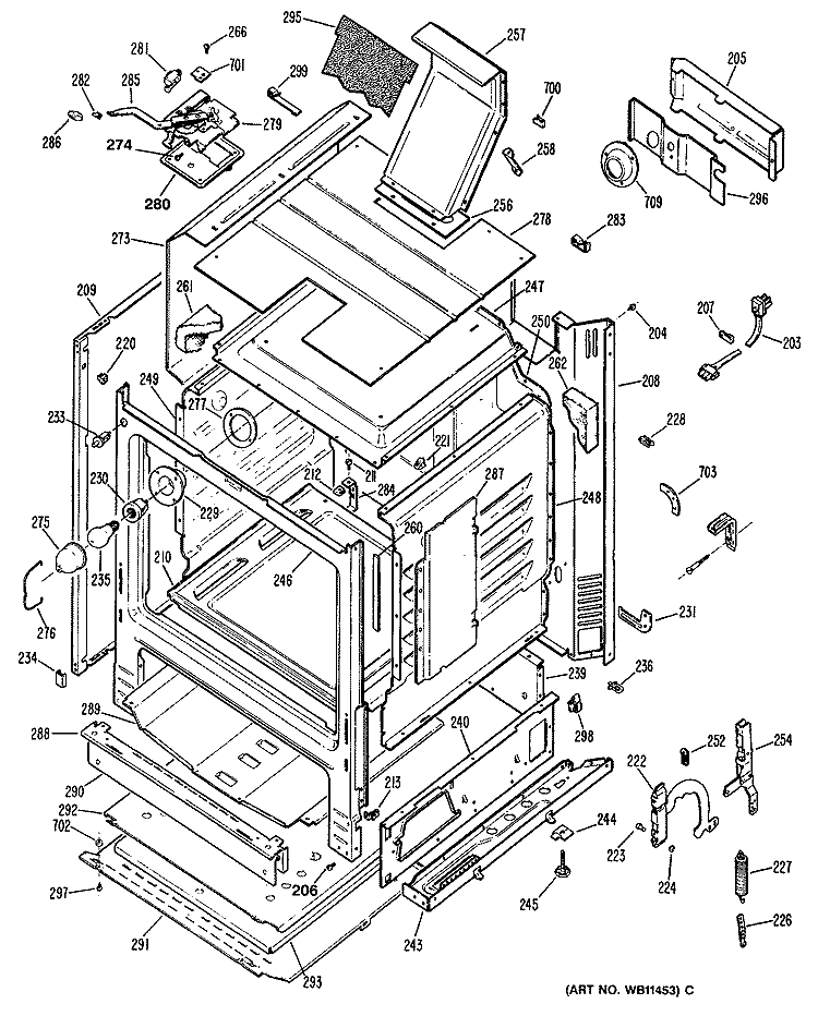 Section Diagram and Parts List for JGBP24GEN6  General Electric Range