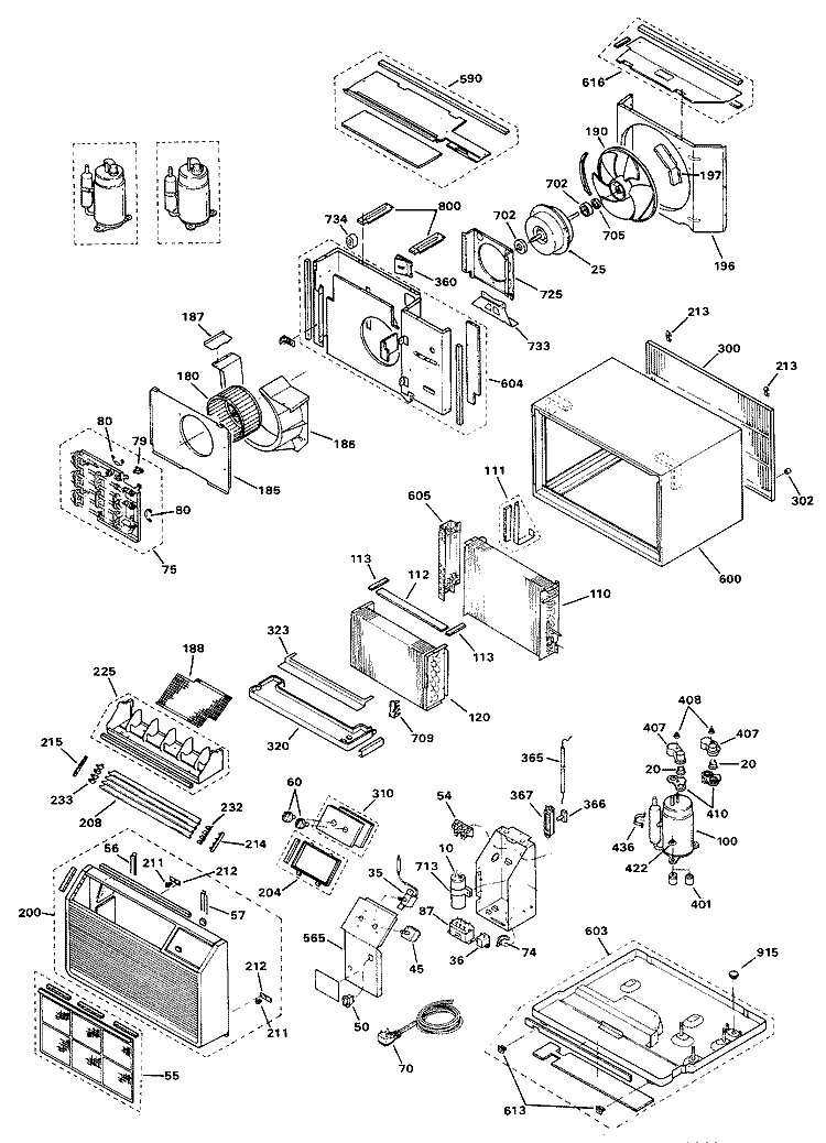 Section Diagram and Parts List for AJK06LHV1  General Electric Air Conditioner