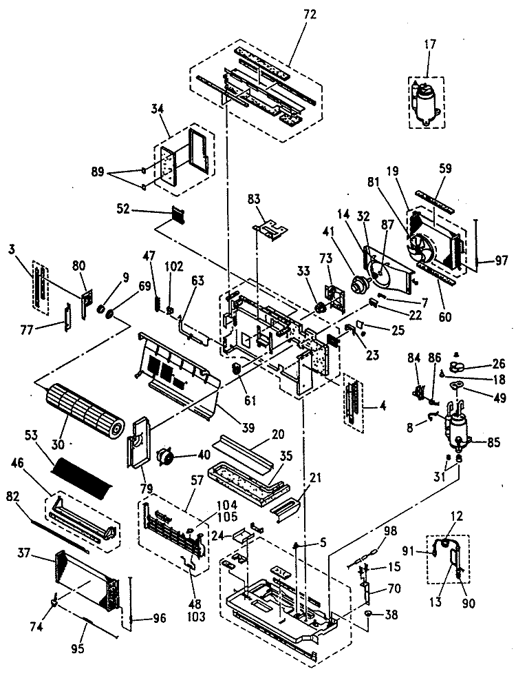 Section Diagram and Parts List for AZ51H06DACV3  General Electric Air Conditioner