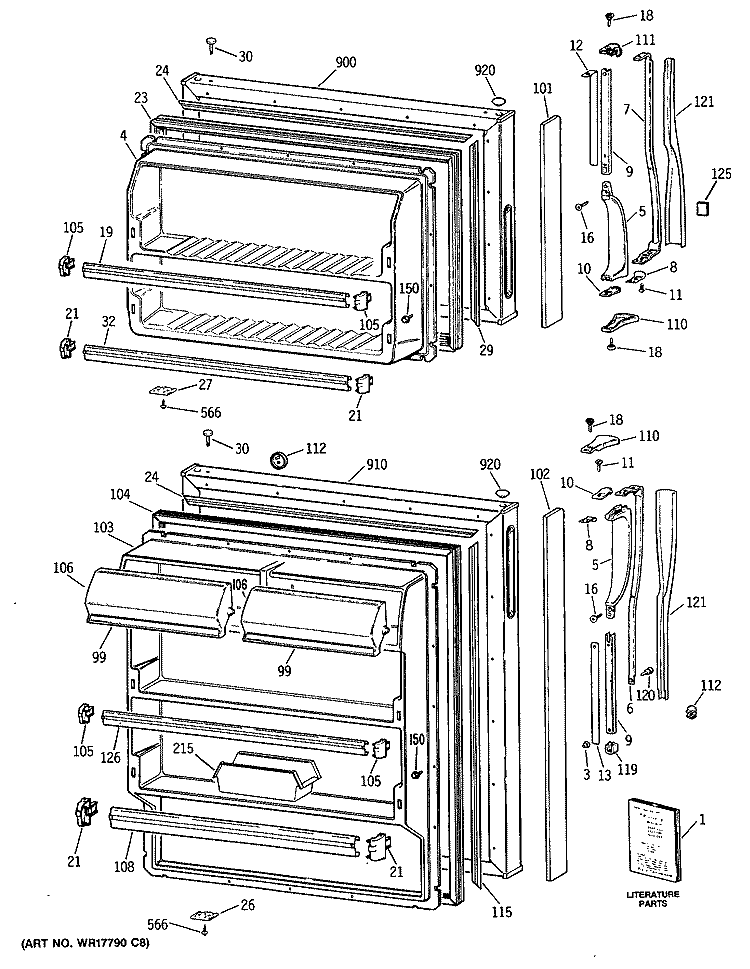 Section Diagram and Parts List for TBX14MASCRAD  General Electric Refrigerator