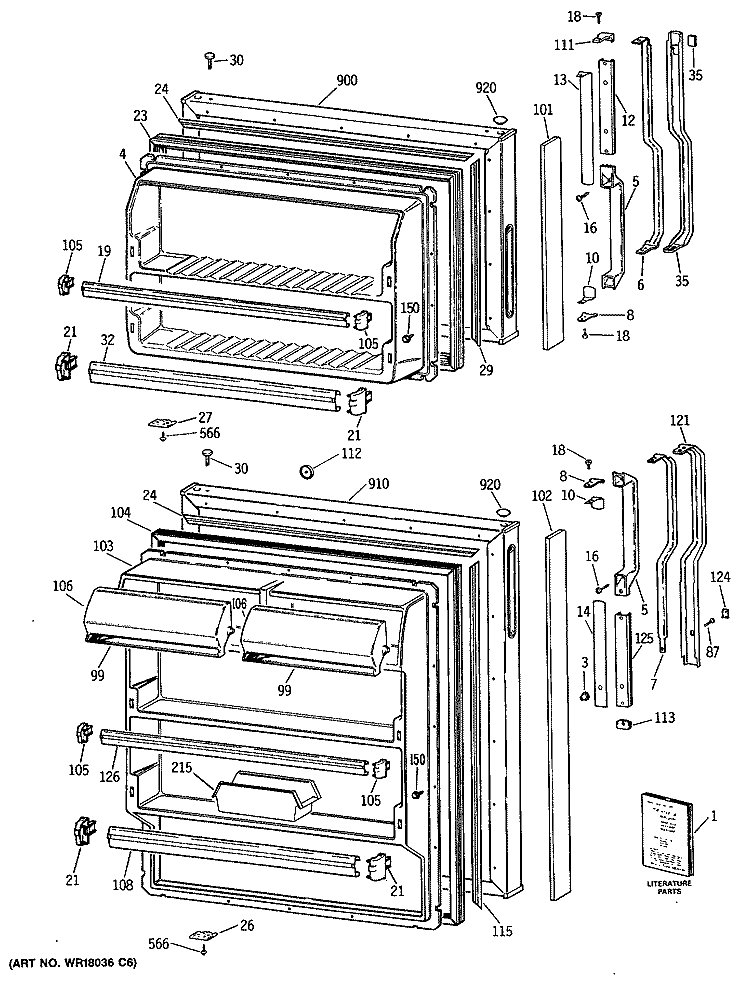 Section Diagram and Parts List for TBX16JASJRWH  General Electric Refrigerator