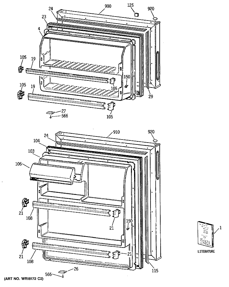 Section Diagram and Parts List for TBX16SYTBRAD  General Electric Refrigerator