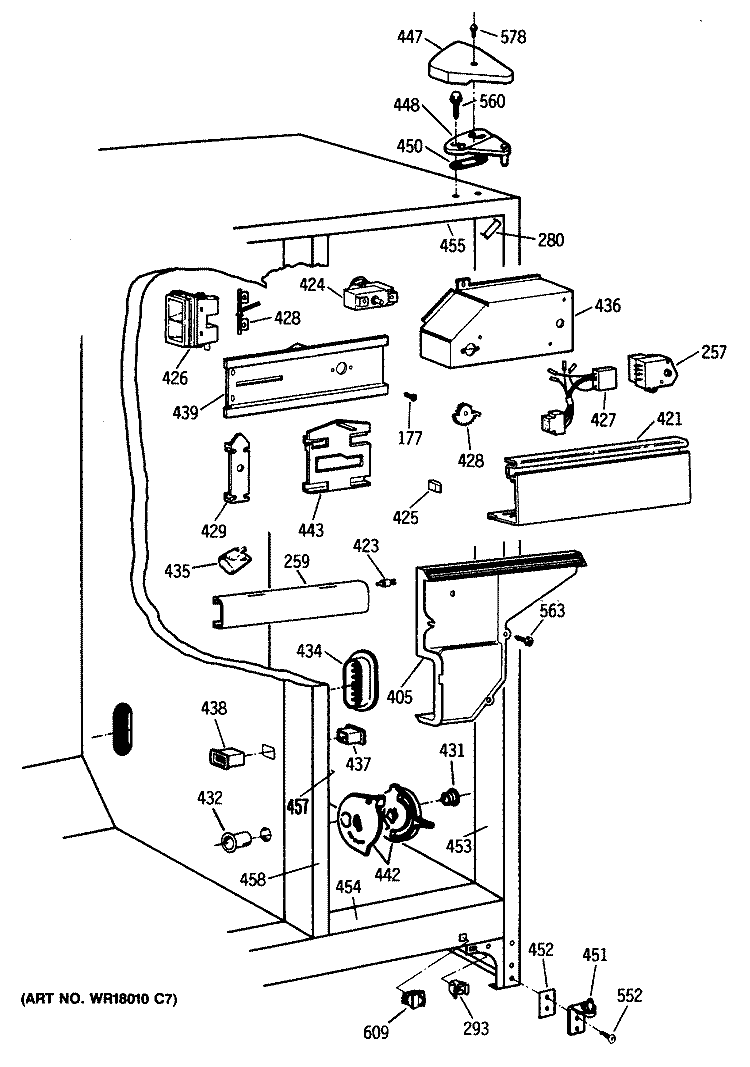Section Diagram and Parts List for TFX24PATAWW  General Electric Refrigerator