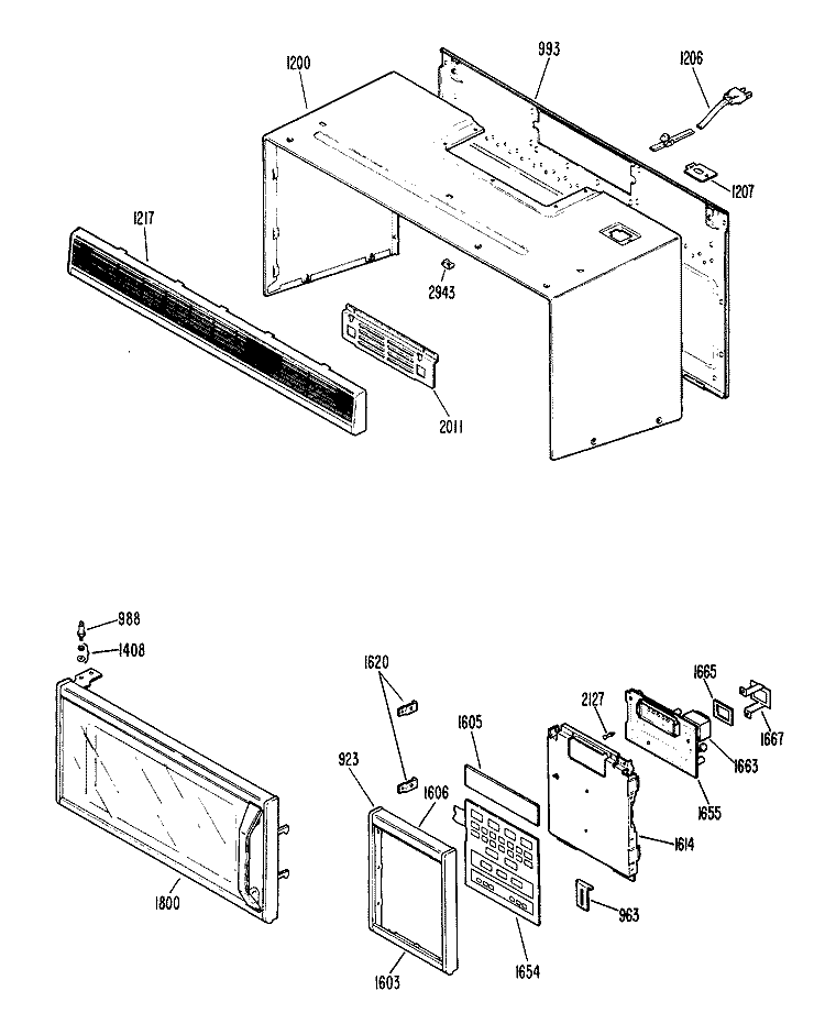 Section Diagram and Parts List for JVM172H01  General Electric Microwave