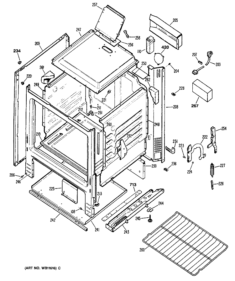 Section Diagram and Parts List for JGBS02EN6  General Electric Range