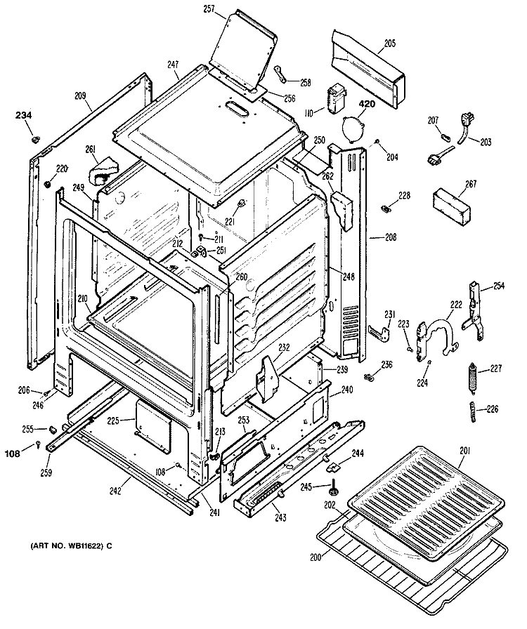 Section Diagram and Parts List for JGBS04ER5  General Electric Range