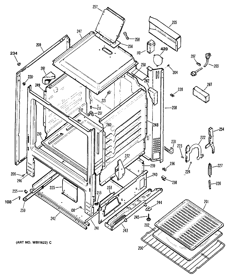 Section Diagram and Parts List for JGBS04GER5  General Electric Range