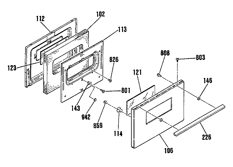 Section Diagram and Parts List for JSS16P3AD  General Electric Range
