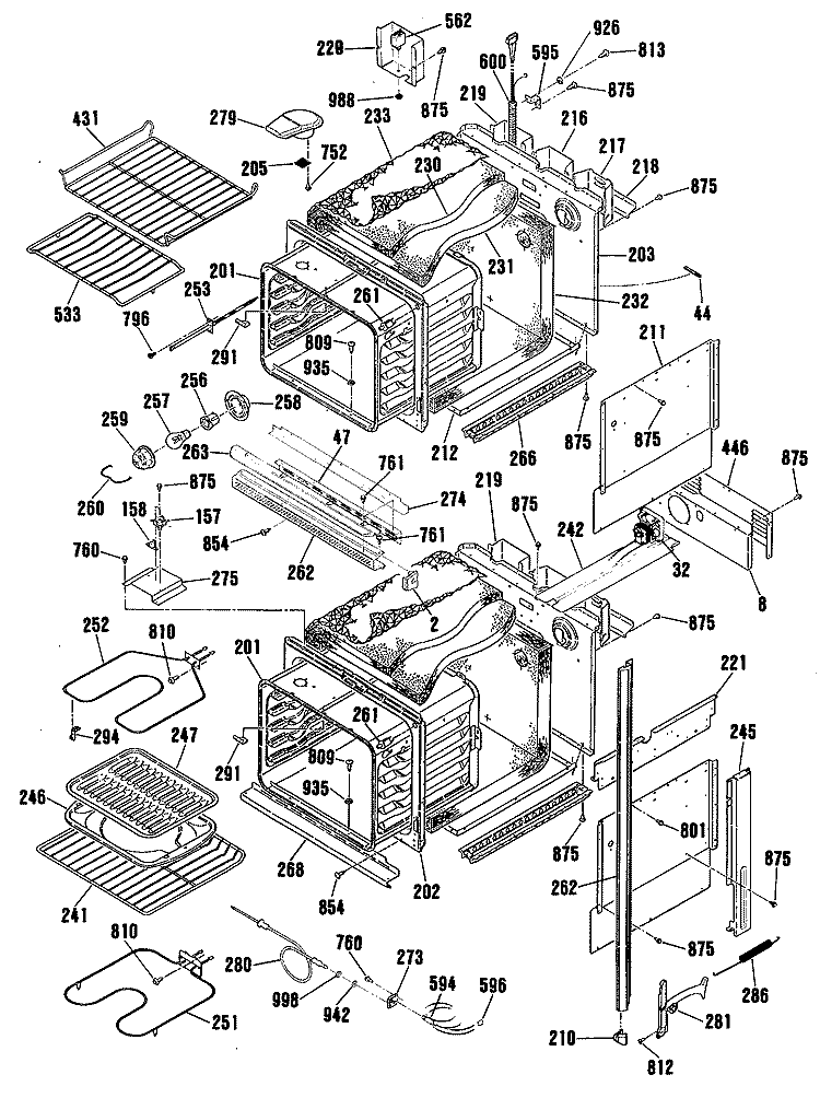Section Diagram and Parts List for JKP56AT1AA  General Electric Wall Oven