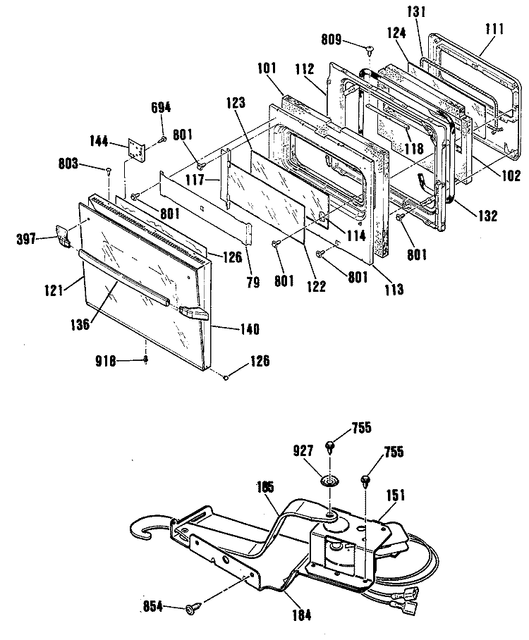 Section Diagram and Parts List for JKP44GT1BB  General Electric Wall Oven