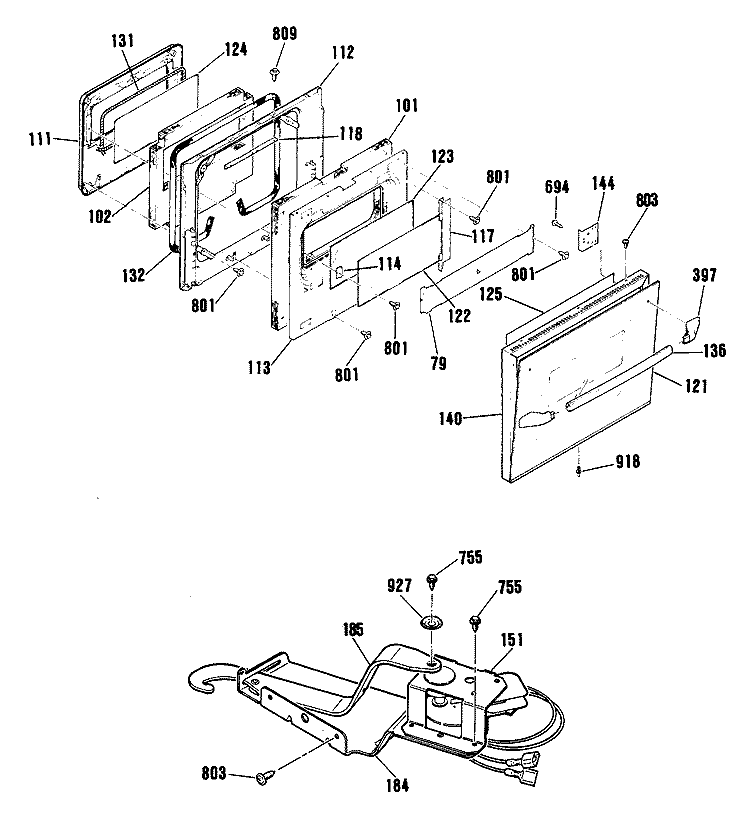 Section Diagram and Parts List for JGRP16GET1BB  General Electric Range