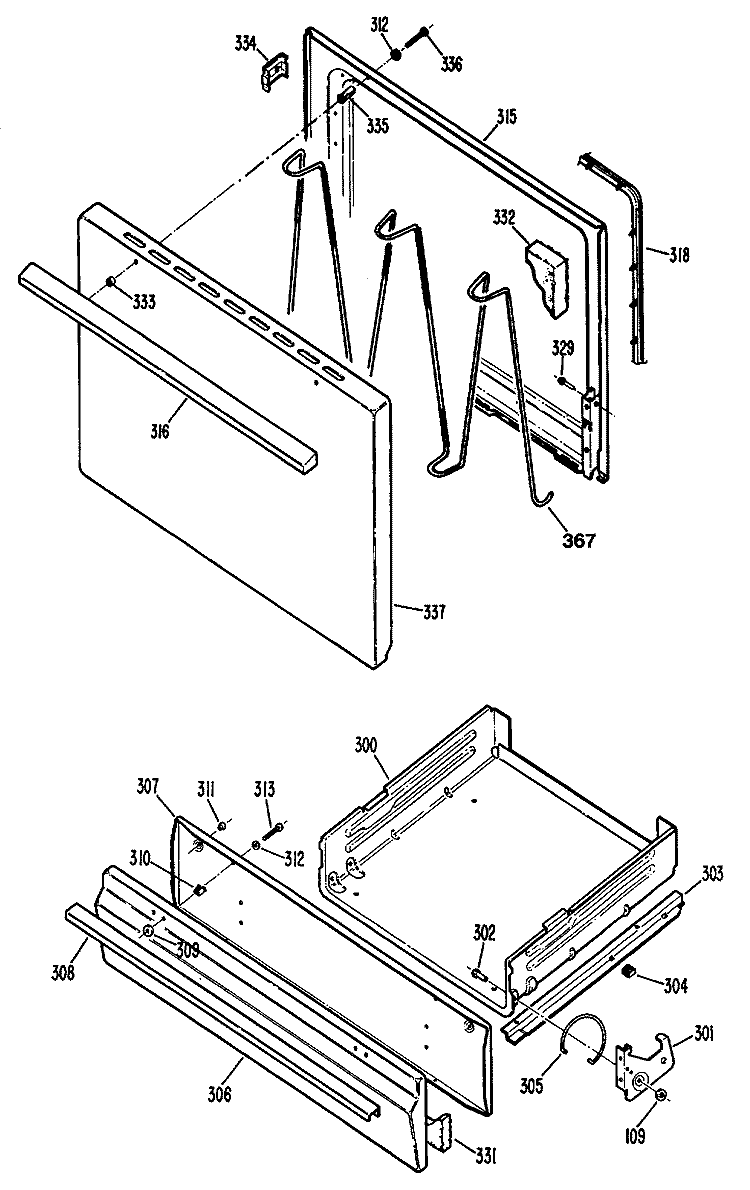 Section Diagram and Parts List for JGBS04EV1WH  General Electric Range