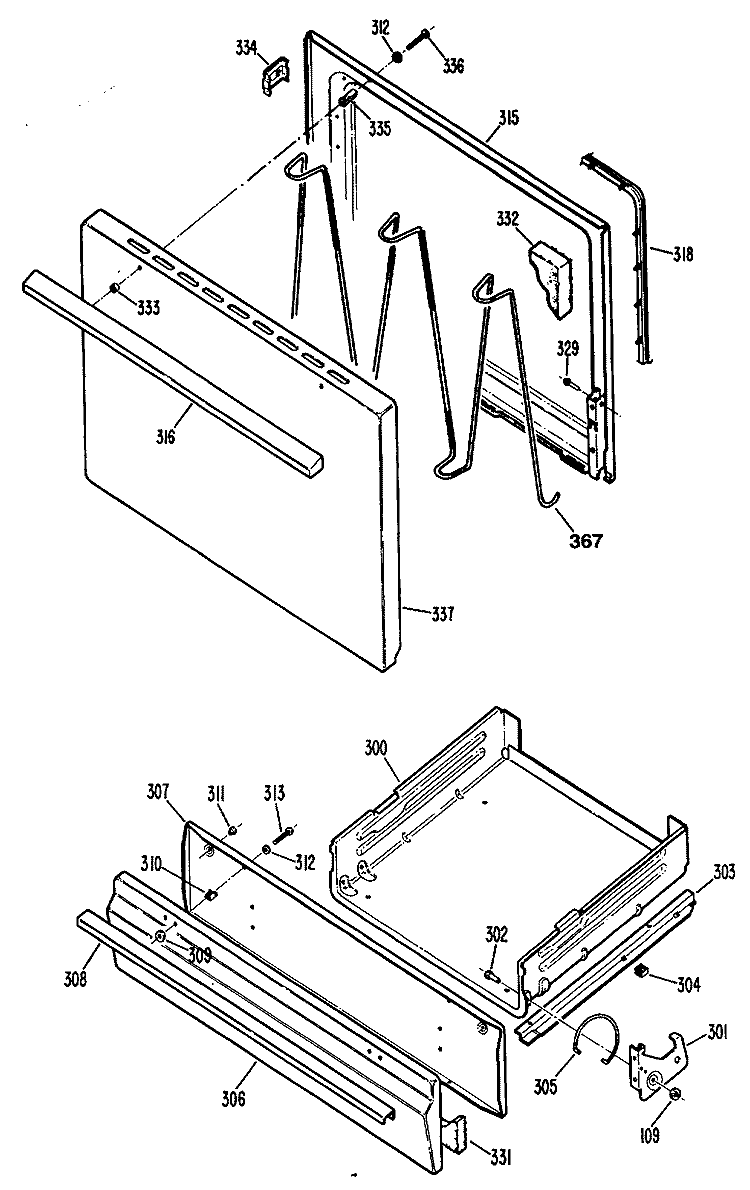 Section Diagram and Parts List for JGBS04PV1WH  General Electric Range