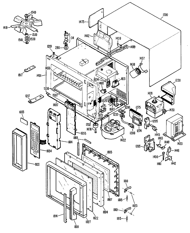 Section Diagram and Parts List for RE65003  Hotpoint Microwave