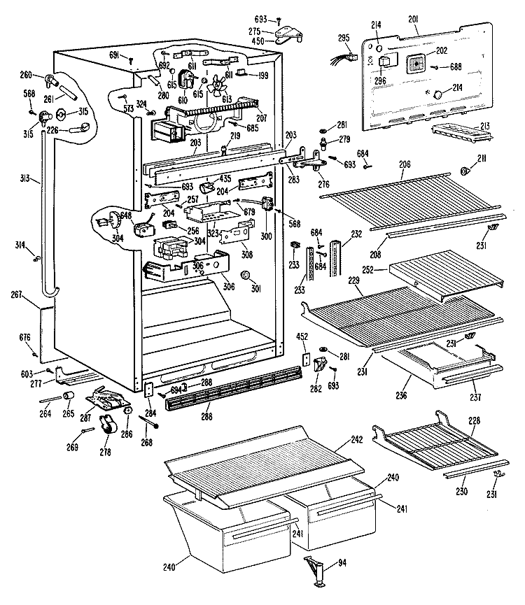 Section Diagram and Parts List for CTX18ELGRWH  Hotpoint Refrigerator