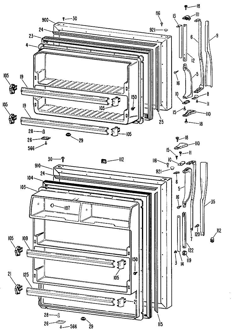 Section Diagram and Parts List for CTX18LLJRWH  Hotpoint Refrigerator